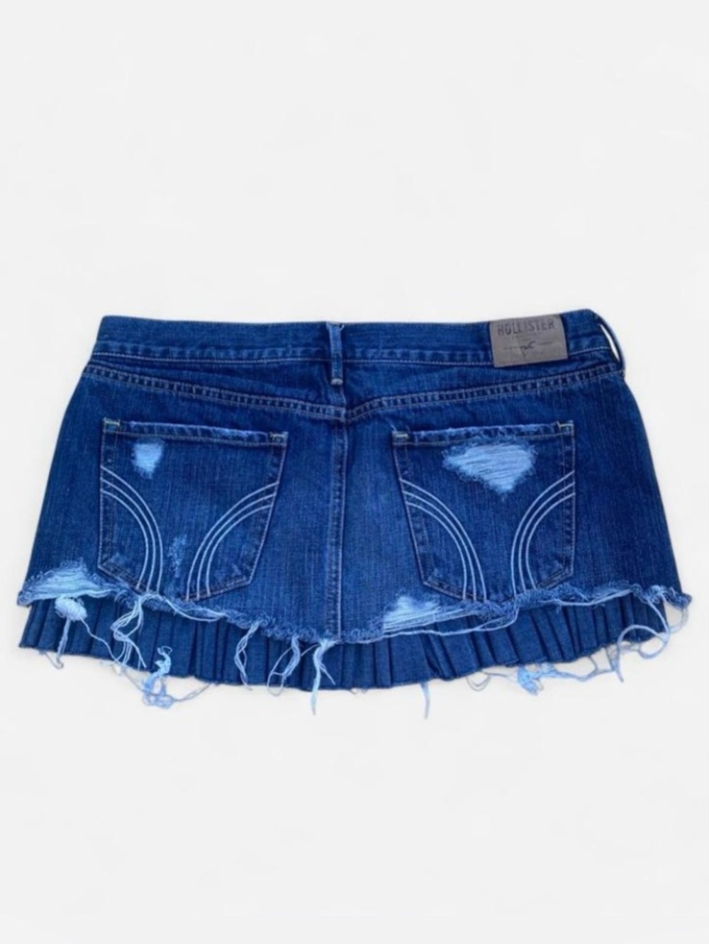 Y2k Hollister Blue Denim Distressed Micro Mini Skirt